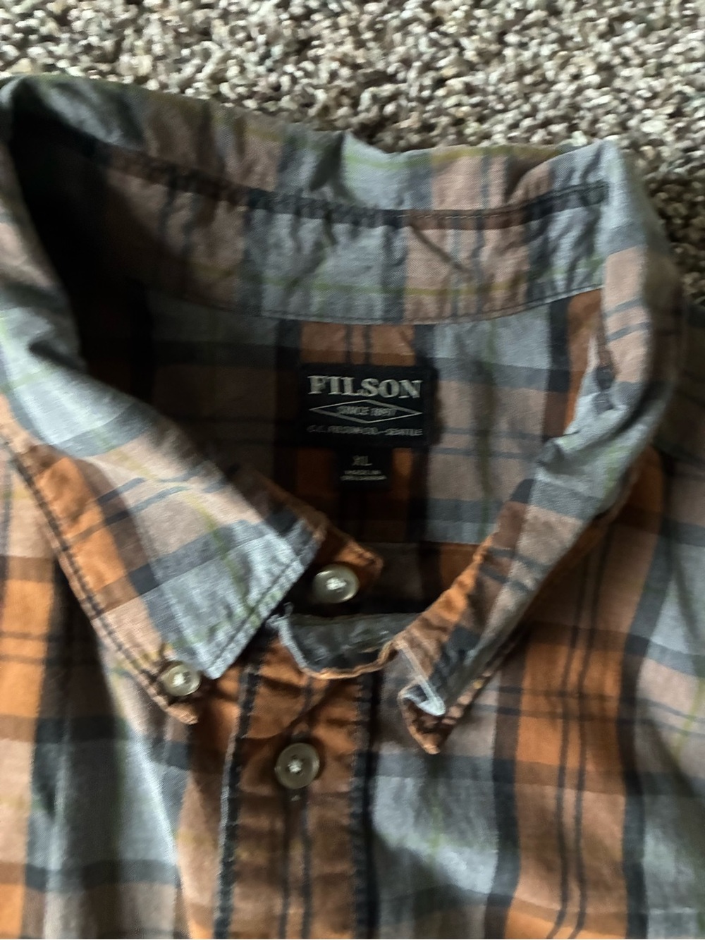 FILSON Sutter Sport Shirt Men XL Bronze Plaid - Picture 2 of 3
